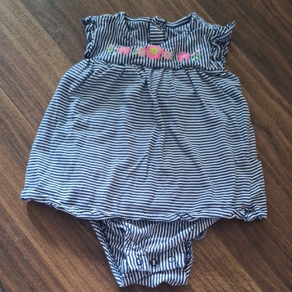 Other - 💥Buy2Get1Free💥Striped Baby Dress with Floral Embroidery